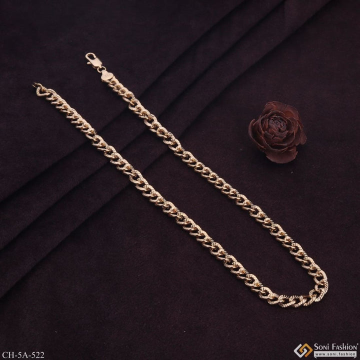 Gold plated chain with flower design - Hiphop glossy fashion-forward style A522.