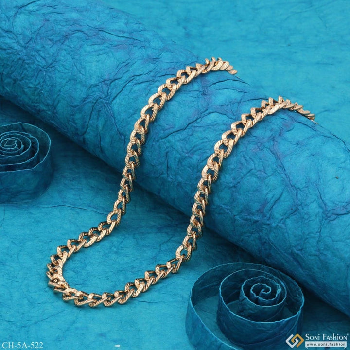 Gold plated chain bracelet with twisted design from Hiphop - Glossy Fashion-forward Design Gold Plated Chain For Men - Style A522.