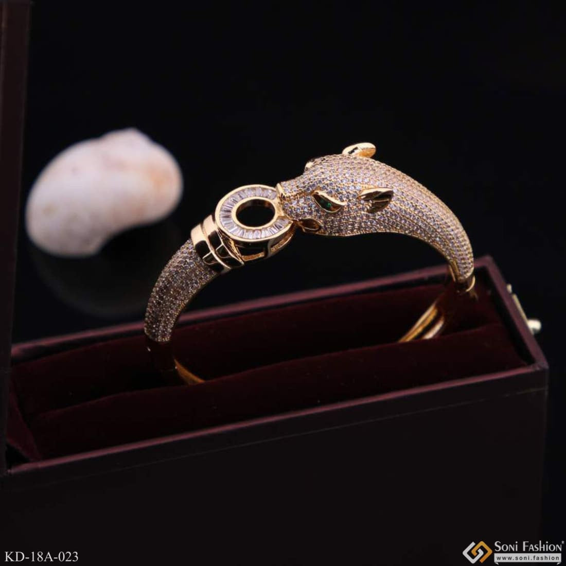 Jaguar Diamond Bracelet Kada Unique Design Gold Plated For Men
