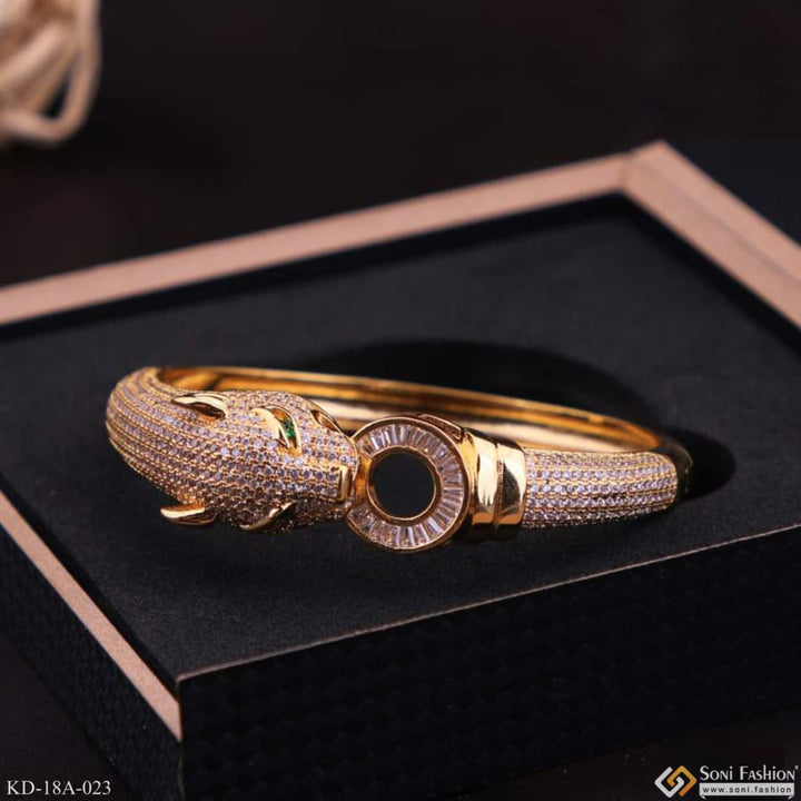 Jaguar Diamond Bracelet Kada Unique Design Gold Plated