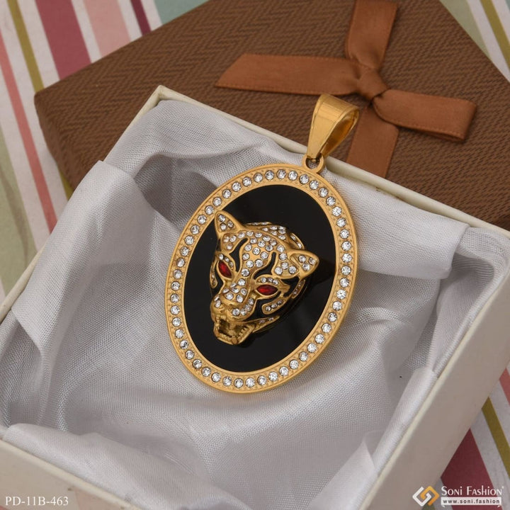 Jaguar with diamond fashionable design gold plated pendant