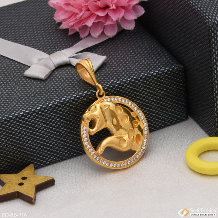 Jaguar With Diamond Fashionable Design Gold Plated Pendant