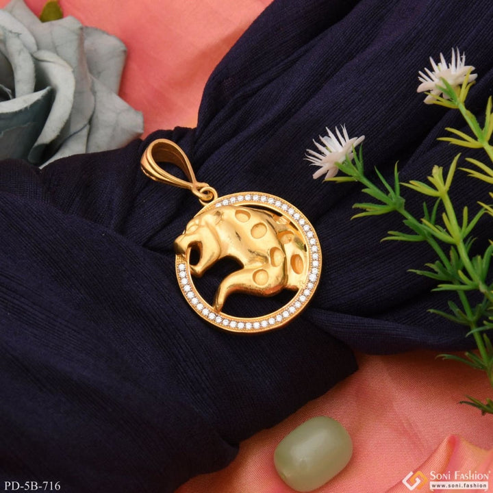 Jaguar With Diamond Fashionable Design Gold Plated Pendant