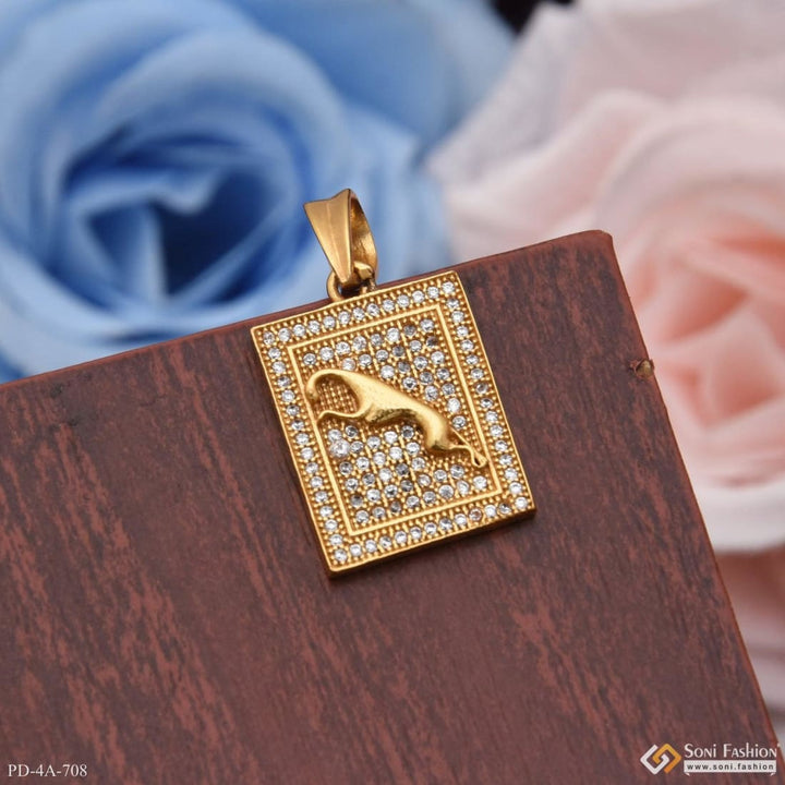 Jaguar With Diamond Glamorous Design Gold Plated Pendant