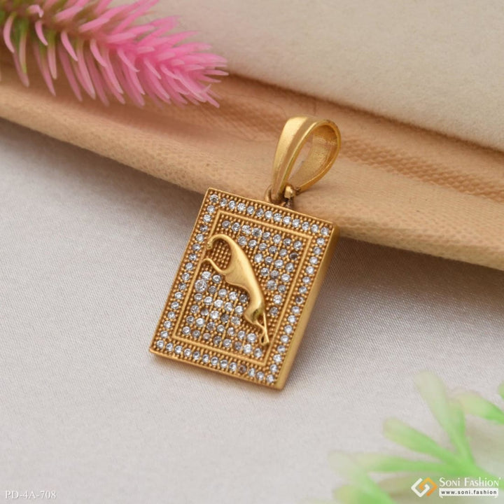 Jaguar With Diamond Glamorous Design Gold Plated Pendant