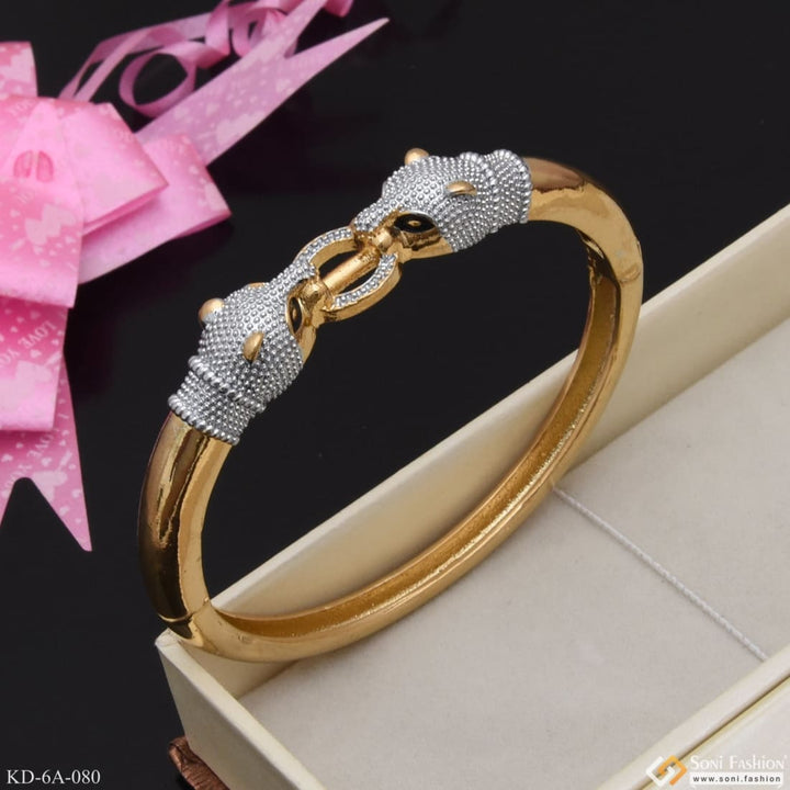 Jaguar-dual Face Bracelet Kada Best Quality Golden & Silver