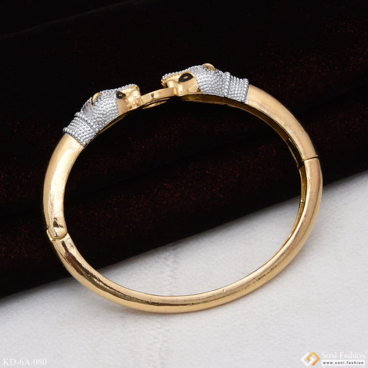 Jaguar-dual Face Bracelet Kada Best Quality Golden & Silver