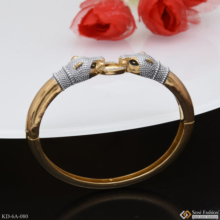 Jaguar-dual Face Bracelet Kada Best Quality Golden & Silver