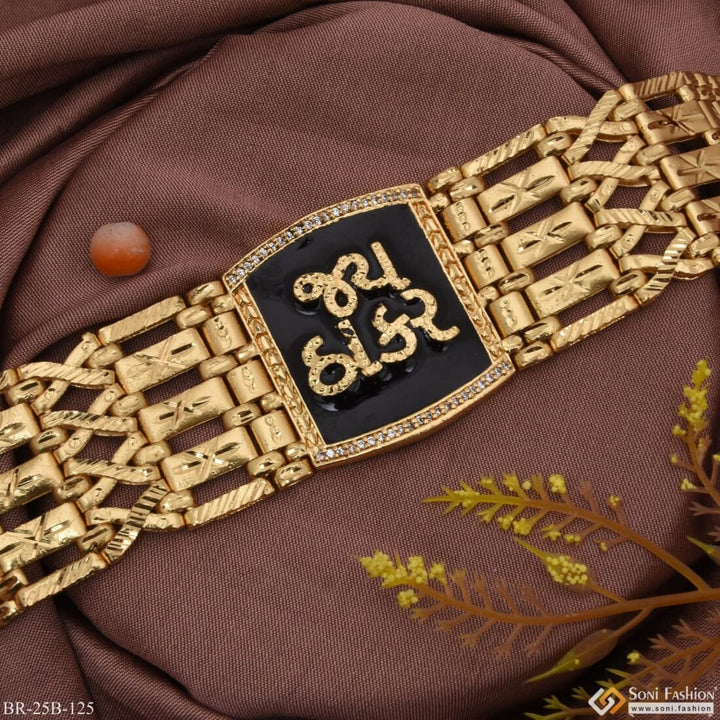 Gold bracelet with black stones and a black stone - Jay Thakar high-class design B125.