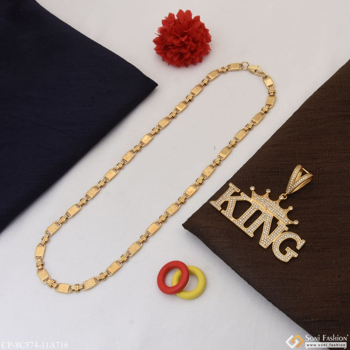 King With Crown Dainty Design Best Quality Chain Pendant