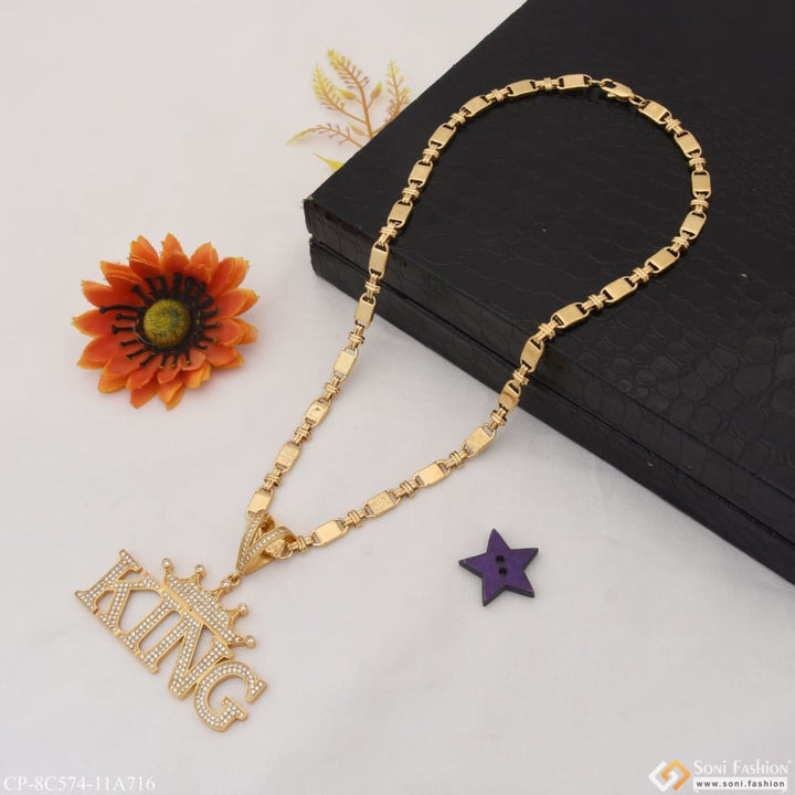 King With Crown Dainty Design Best Quality Chain Pendant