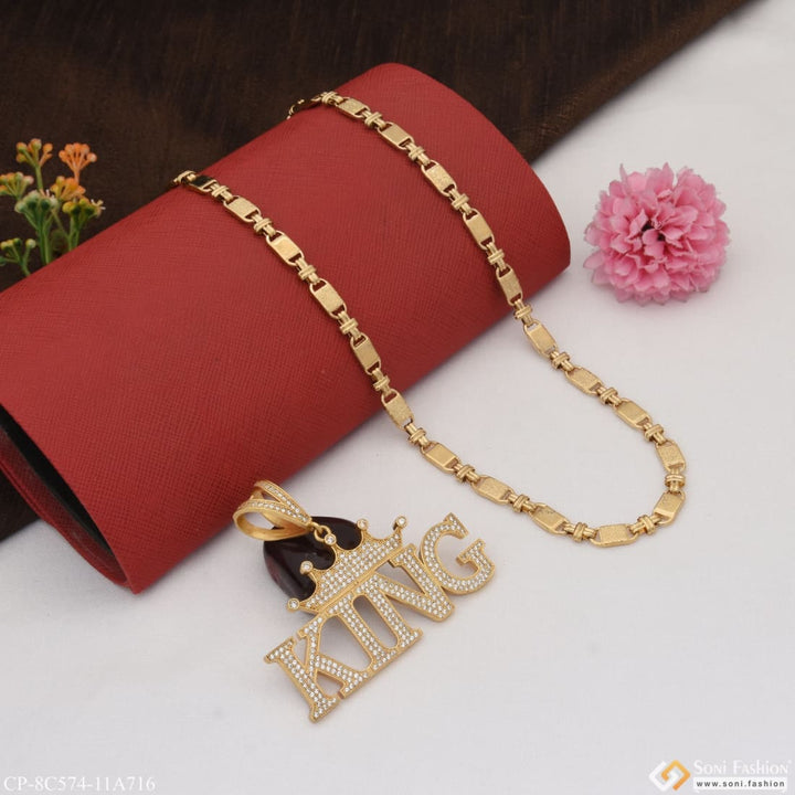 King With Crown Dainty Design Best Quality Chain Pendant