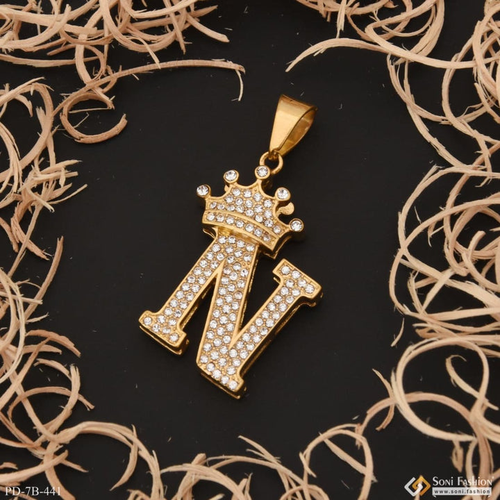 N Letter With Diamond Cool Design Superior Quality Pendant