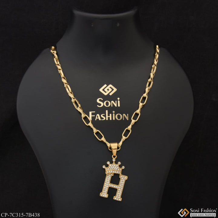 H letter with diamond sophisticated design chain pendant