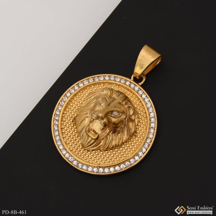 Lion With Diamond Attention-getting Design Gold Plated