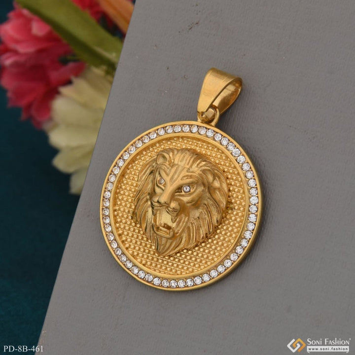 Lion With Diamond Attention-getting Design Gold Plated