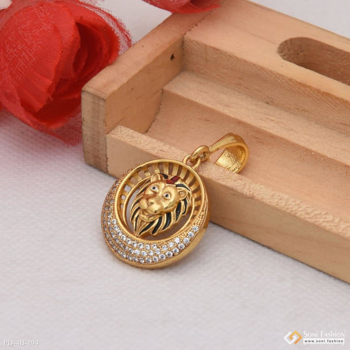 Lion With Diamond Best Quality Gold Plated Pendant For Men