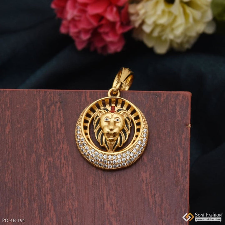 Lion With Diamond Best Quality Gold Plated Pendant For Men