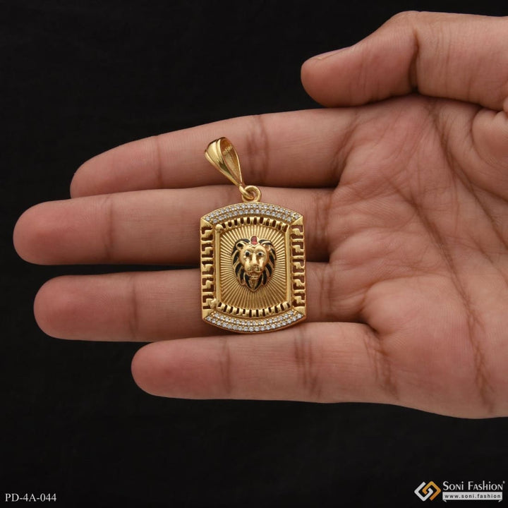 Lion with diamond casual design best quality gold plated