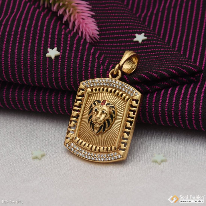 Lion with diamond casual design best quality gold plated