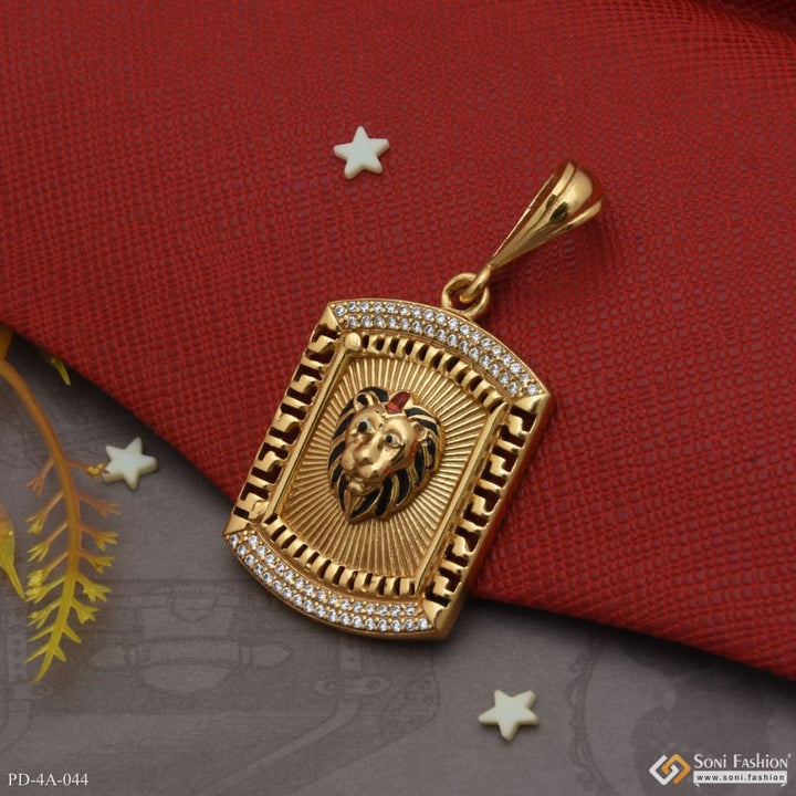 Lion with diamond casual design best quality gold plated