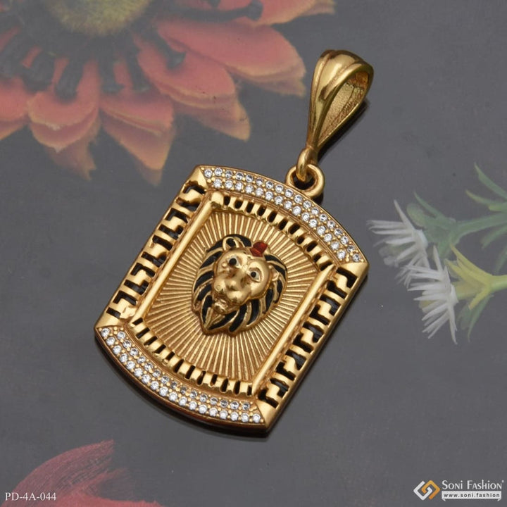 Lion with diamond casual design best quality gold plated