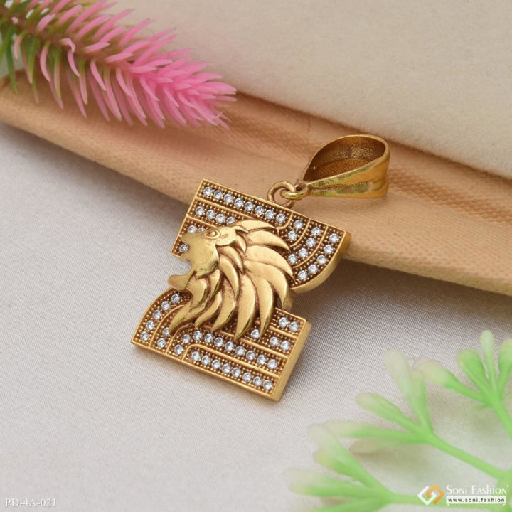 Lion With Diamond Charming Design Gold Plated Pendant