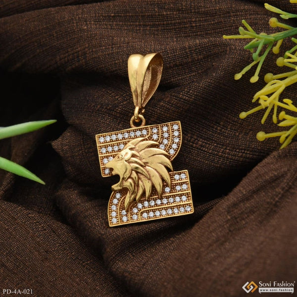 Lion With Diamond Charming Design Gold Plated Pendant