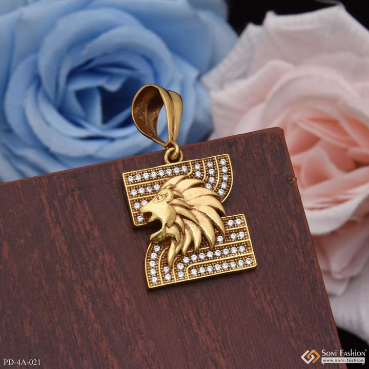 Lion With Diamond Charming Design Gold Plated Pendant