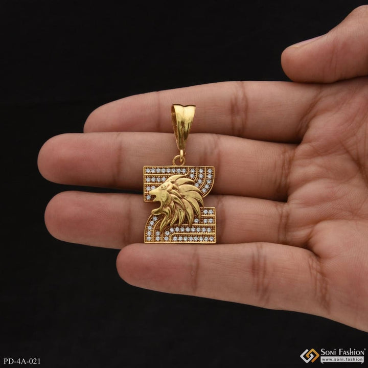 Lion With Diamond Charming Design Gold Plated Pendant