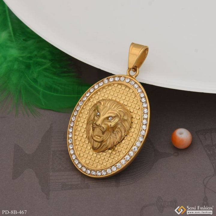 Lion with diamond cute design best quality gold plated