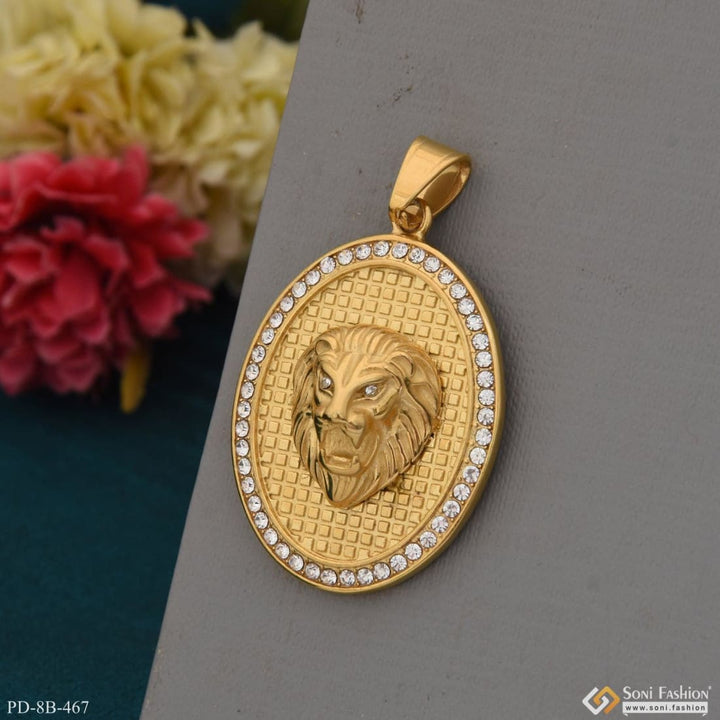 Lion with diamond cute design best quality gold plated