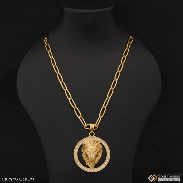 Lion with diamond finely detailed design chain pendant combo