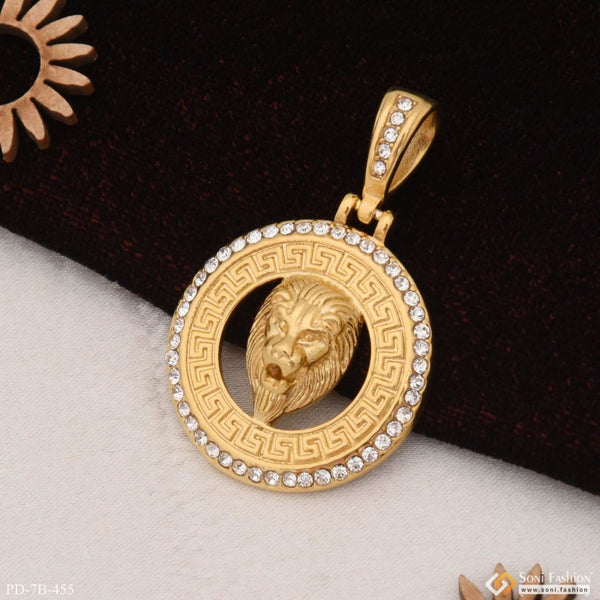 Lion With Diamond Finely Detailed Design Gold Plated