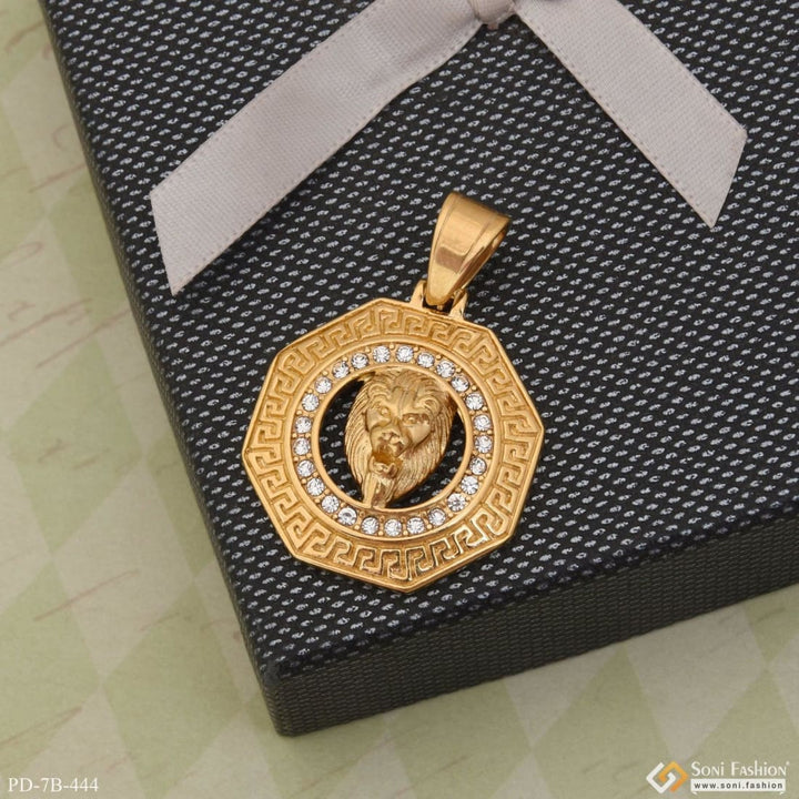 Lion with diamond sophisticated design gold plated pendant