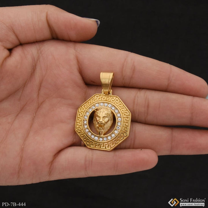 Lion with diamond sophisticated design gold plated pendant