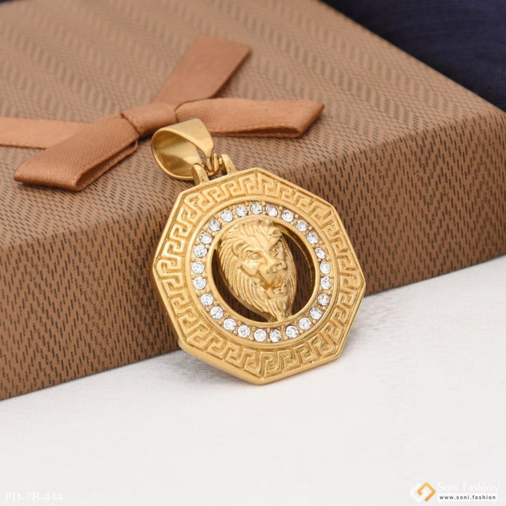 Lion with diamond sophisticated design gold plated pendant