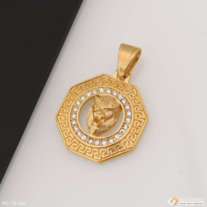 Lion with diamond sophisticated design gold plated pendant