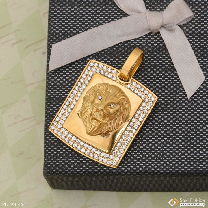 Lion with diamond sophisticated design gold plated pendant