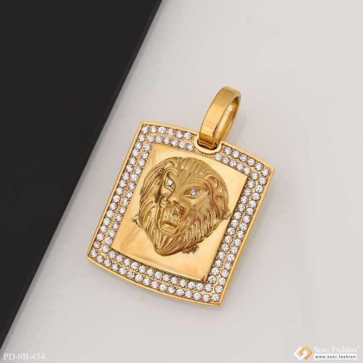 Lion with diamond sophisticated design gold plated pendant