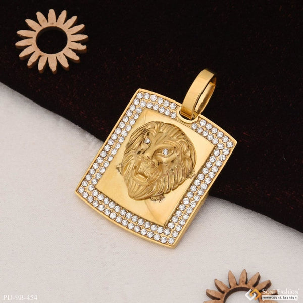 Lion with diamond sophisticated design gold plated pendant