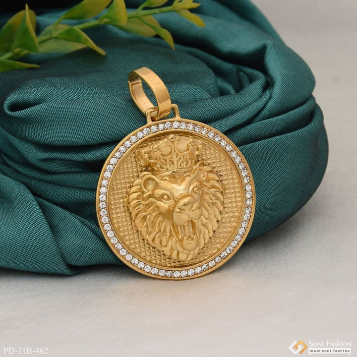 Lion with diamond sophisticated design gold plated pendant