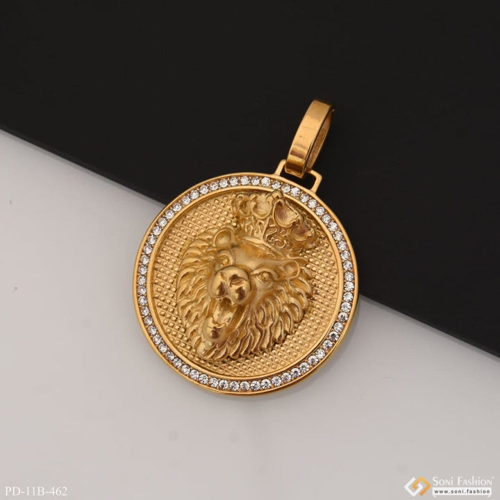 Lion with diamond sophisticated design gold plated pendant