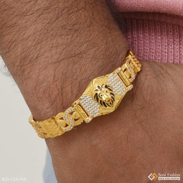 Lion with diamond superior quality hand-finished design kada