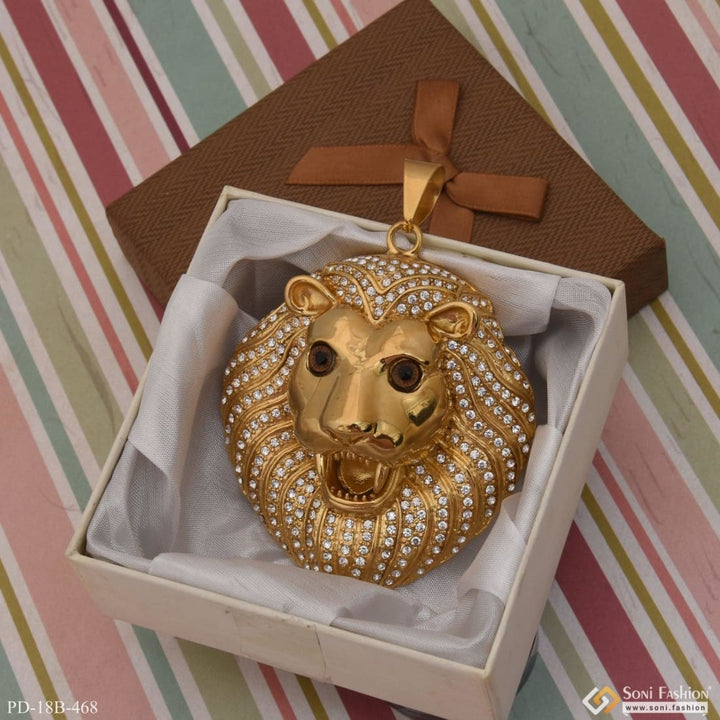 Big Lion Face With Diamond Etched Design High-quality