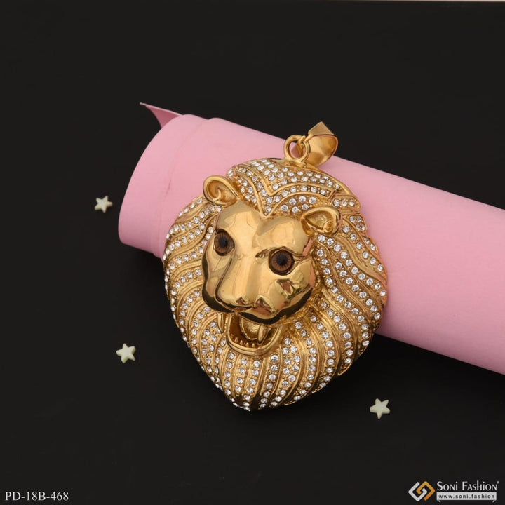 Big Lion Face With Diamond Etched Design High-quality