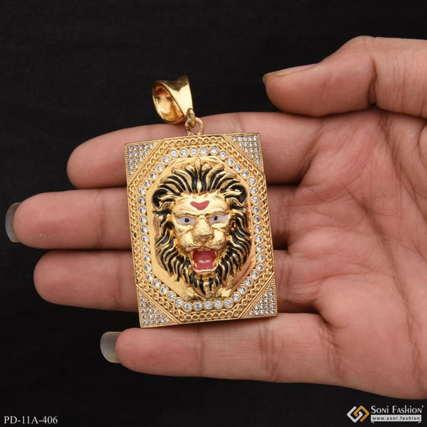 Big lion face diamond pendant premium-grade quality gold