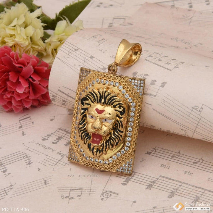 Big lion face diamond pendant premium-grade quality gold