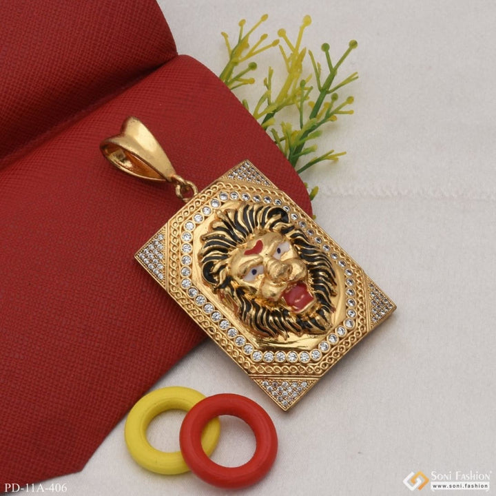 Big lion face diamond pendant premium-grade quality gold