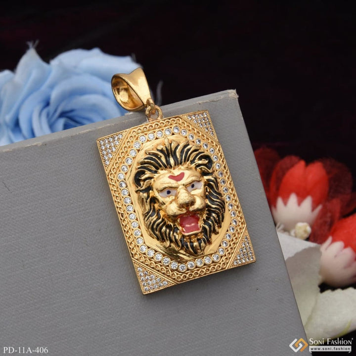 Big lion face diamond pendant premium-grade quality gold